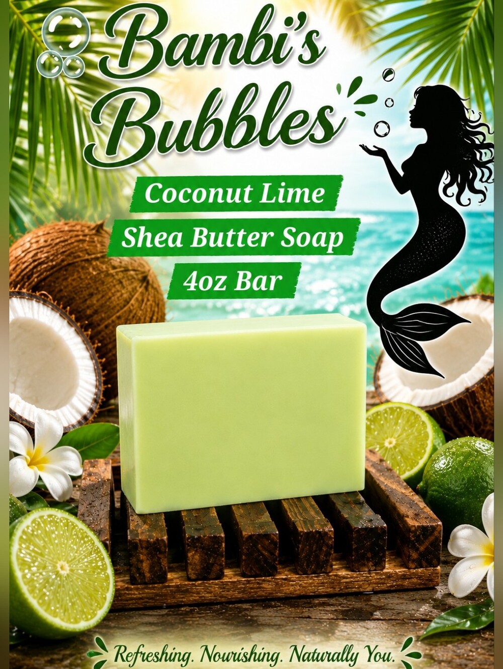 Back In Stock! Hand Crafted Lime Coconut Shea Butter 4oz Soap